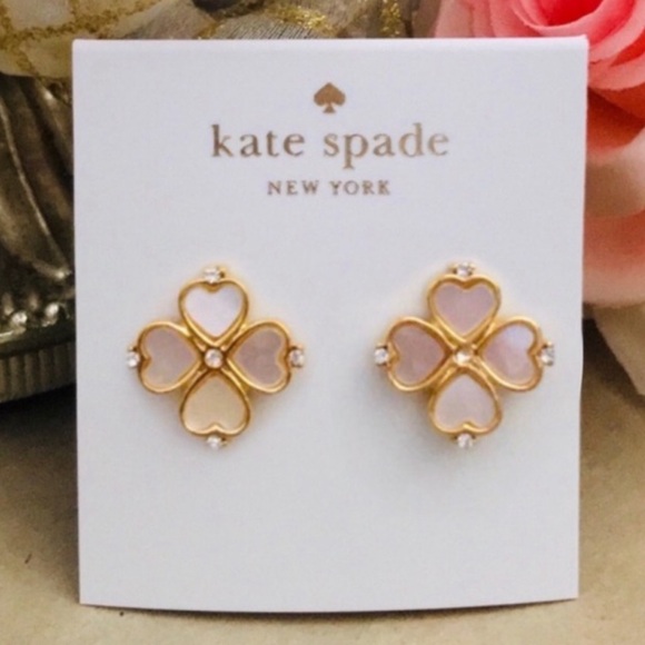 KATE SPADE • Large Legacy Logo Mother of Pearl Spade Earrings - Picture 6 of 6